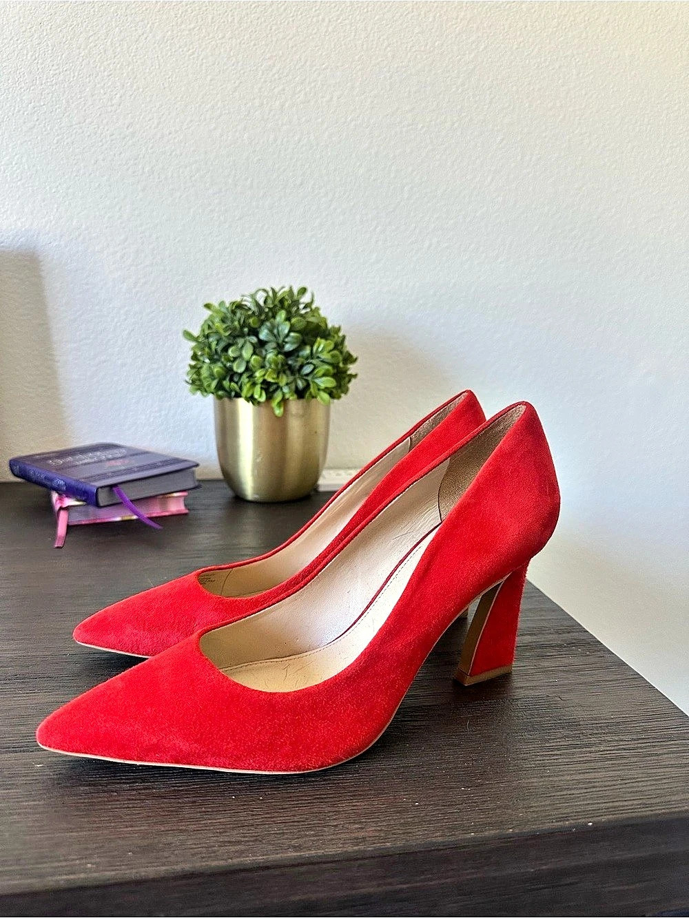 Vince Camuto Red Pointed-Toe Block Heels